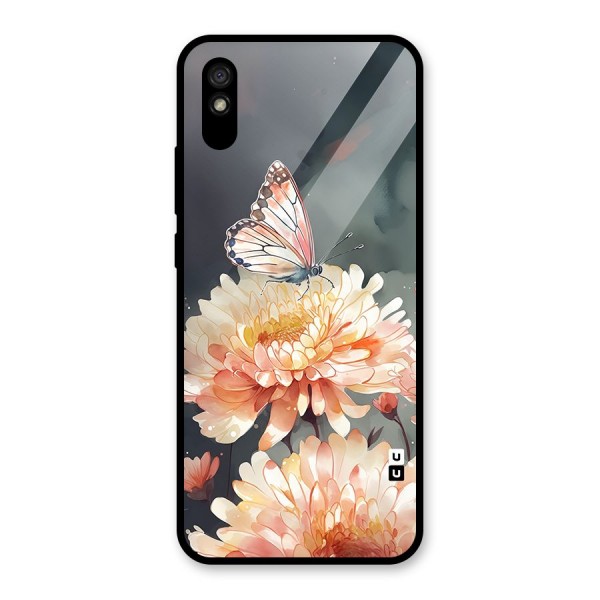 Digital Art Butterfly Flower Glass Back Case for Redmi 9A