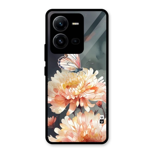 Digital Art Butterfly Flower Glass Back Case for Vivo V25