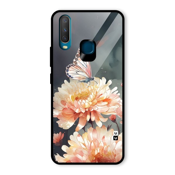 Digital Art Butterfly Flower Glass Back Case for Vivo Y15