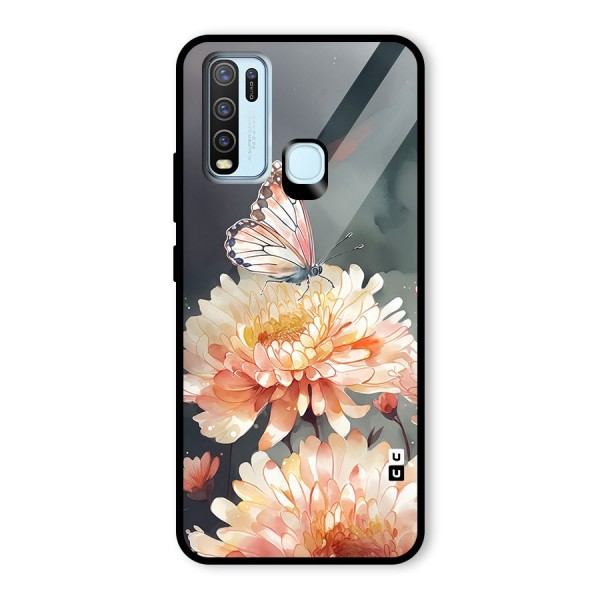 Digital Art Butterfly Flower Glass Back Case for Vivo Y30