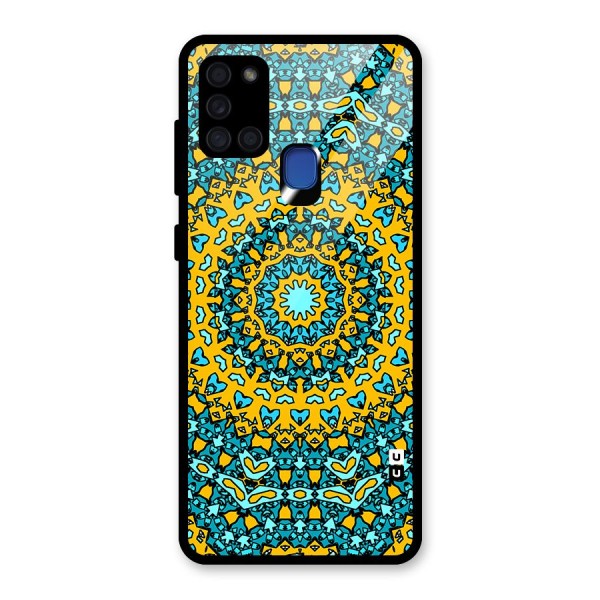 Digital Mandala Art Glass Back Case for Galaxy A21s