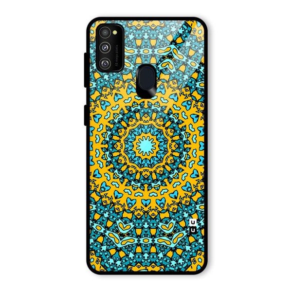 Digital Mandala Art Glass Back Case for Galaxy M21