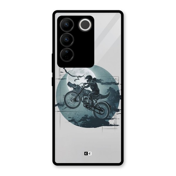 Dino Rider Glass Back Case for Vivo V27 Pro