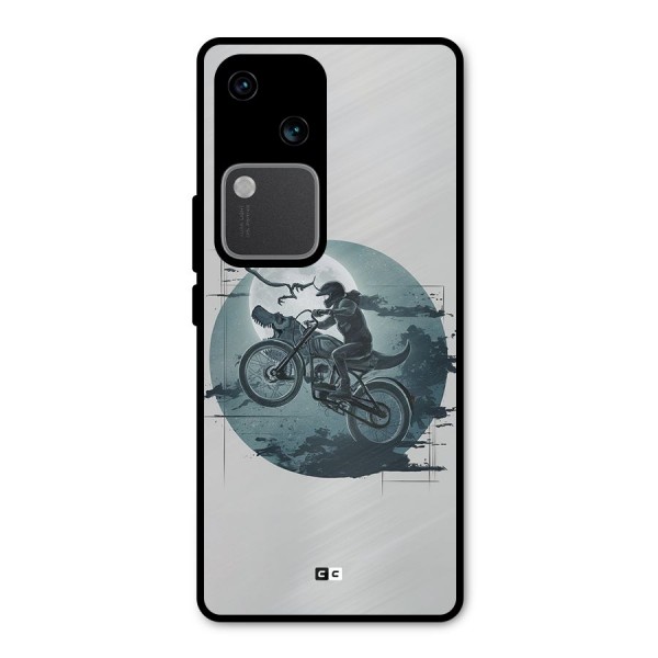 Dino Rider Metal Back Case for Vivo V30 Pro