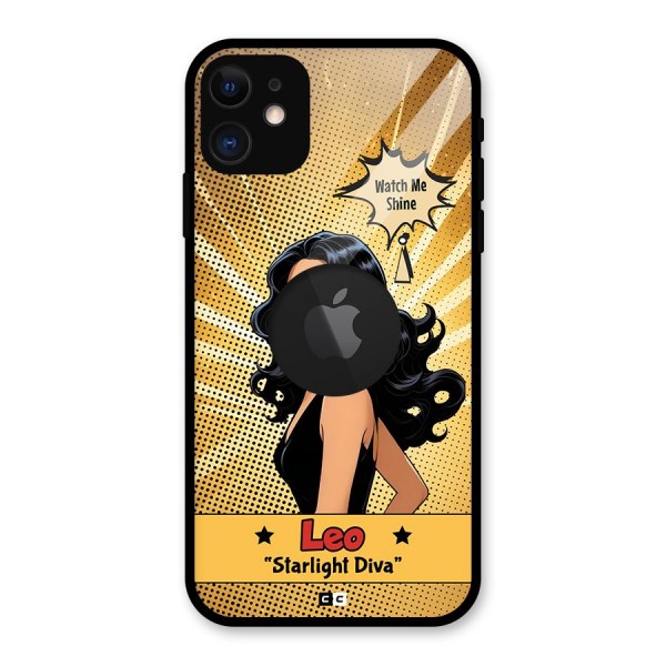 Diva Leo Glass Back Case for iPhone 11 Logo Cut