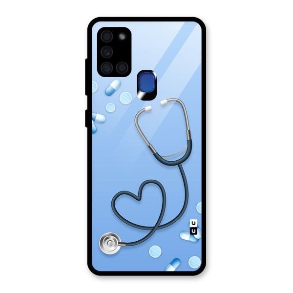 Doctors Stethoscope Glass Back Case for Galaxy A21s