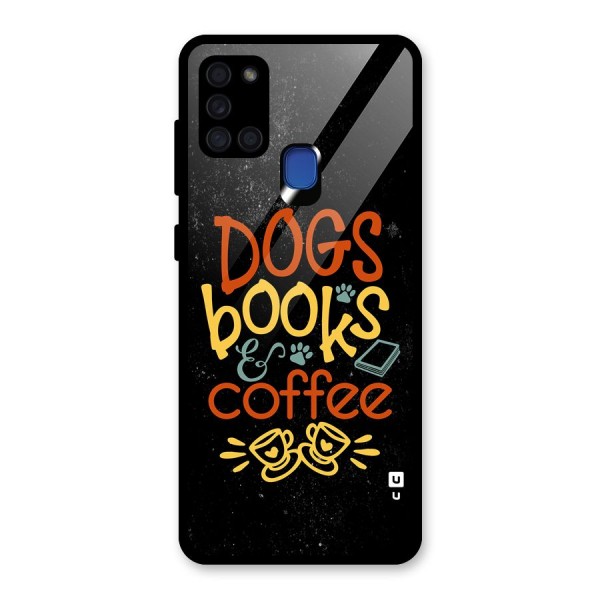 Dogs Books Coffee Glass Back Case for Galaxy A21s