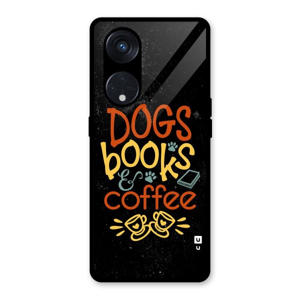 Dogs Books Coffee Glass Back Case for Reno8 T 5G