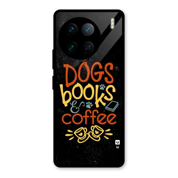 Dogs Books Coffee Glass Back Case for Vivo X90 Pro