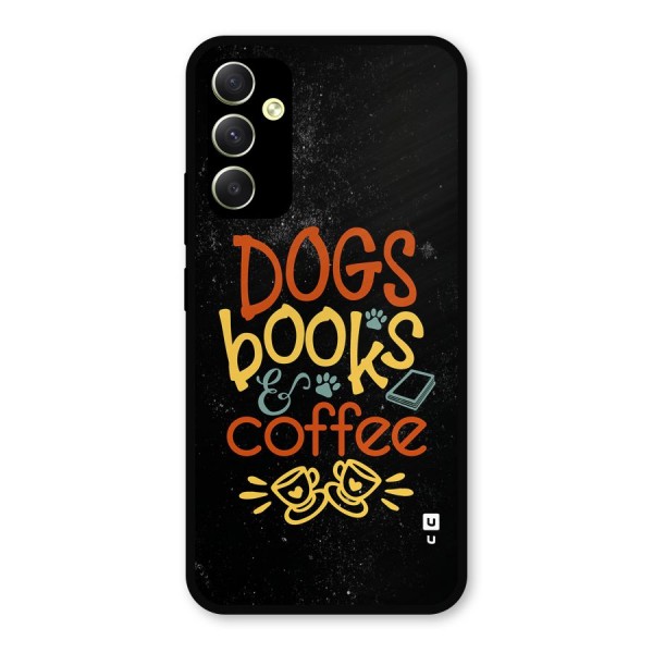 Dogs Books Coffee Metal Back Case for Galaxy A34