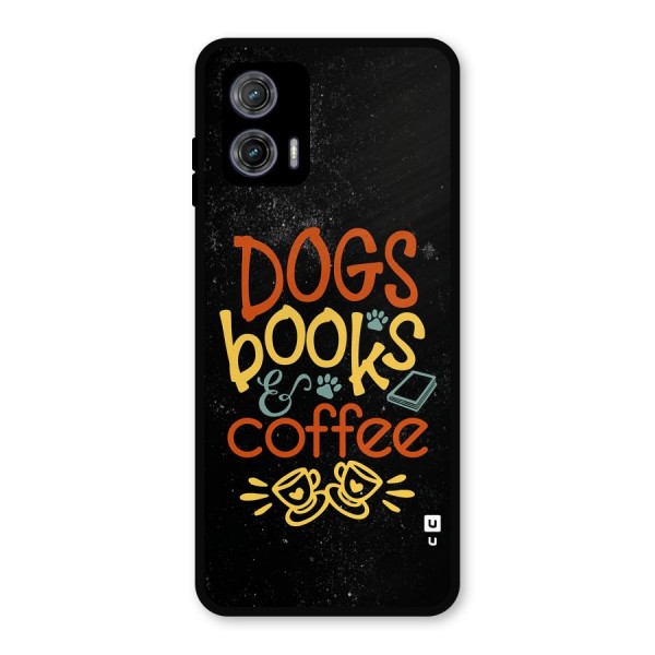 Dogs Books Coffee Metal Back Case for Moto G73