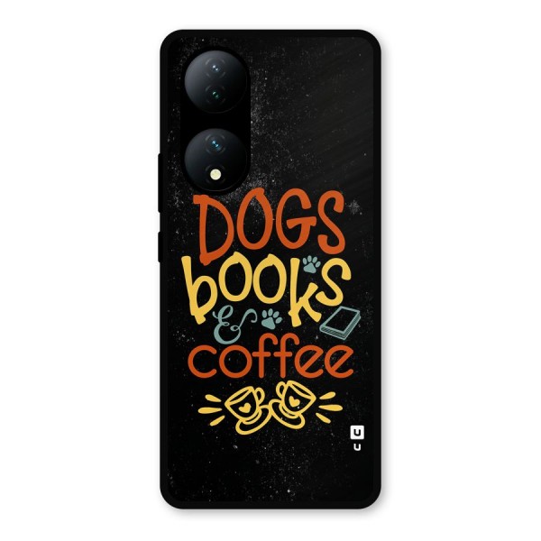 Dogs Books Coffee Metal Back Case for Vivo T2