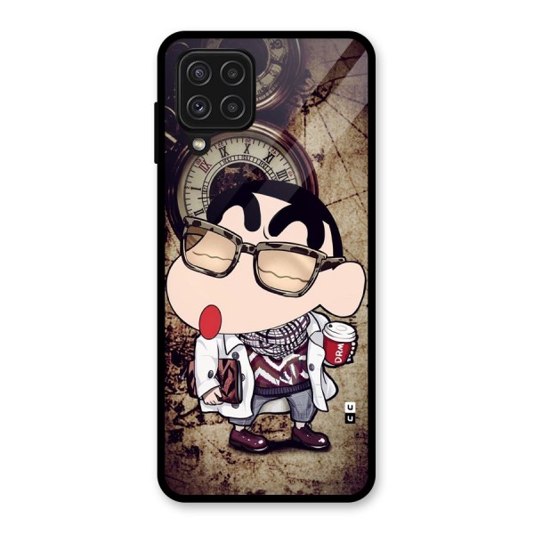 Dope Shinchan Glass Back Case for Galaxy A22 4G