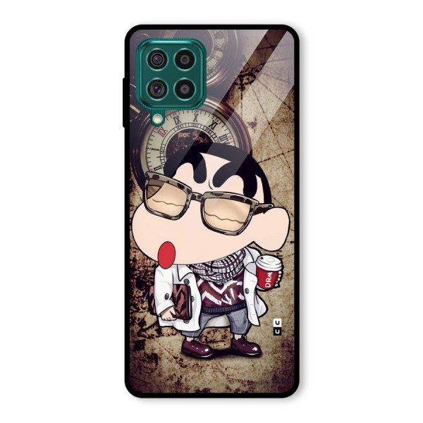 Dope Shinchan Glass Back Case for Galaxy F62