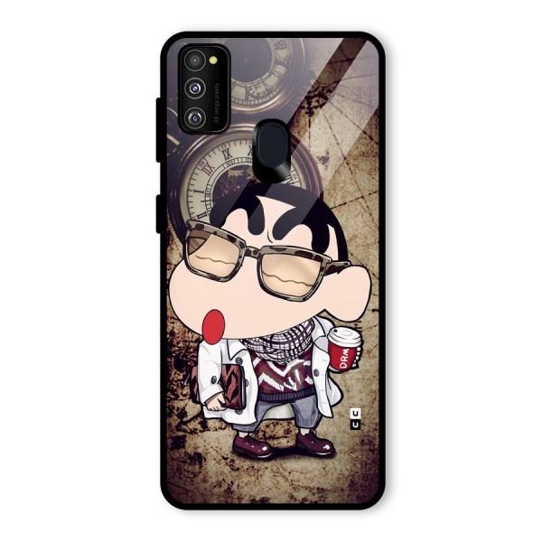 Dope Shinchan Glass Back Case for Galaxy M21