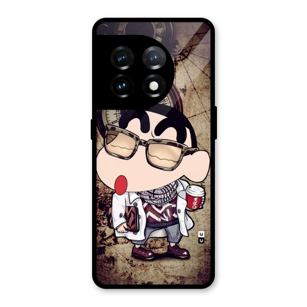 Dope Shinchan Glass Back Case for OnePlus 11