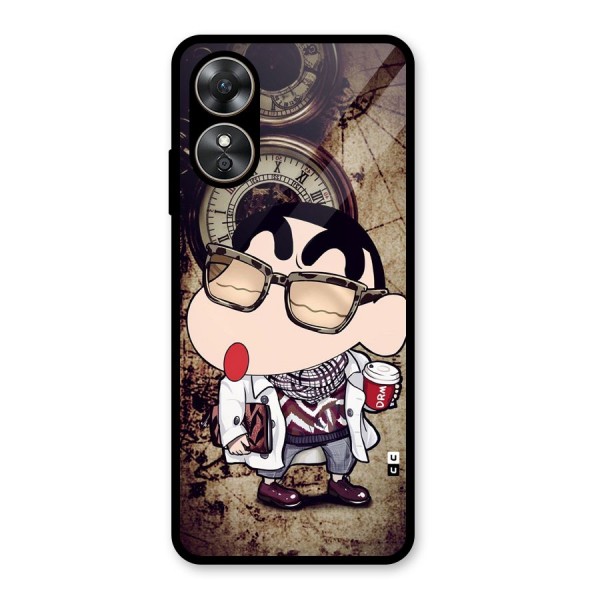 Dope Shinchan Glass Back Case for Oppo A17