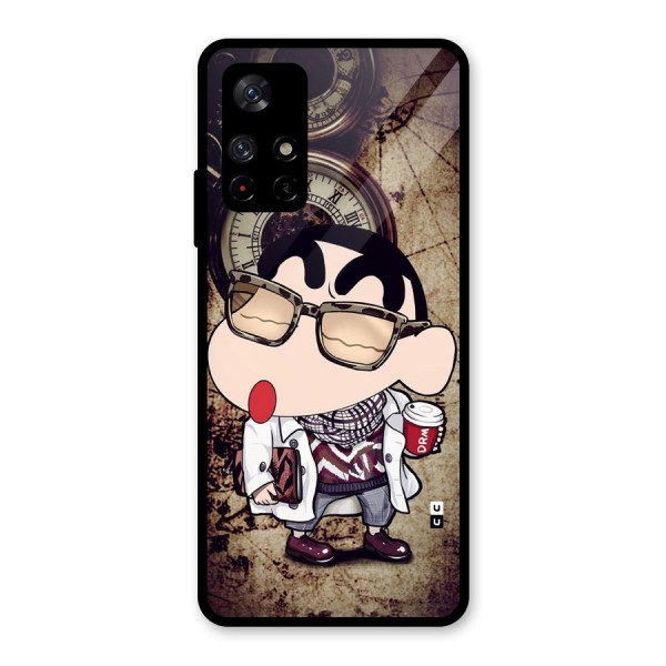 Dope Shinchan Glass Back Case for Redmi Note 11T 5G