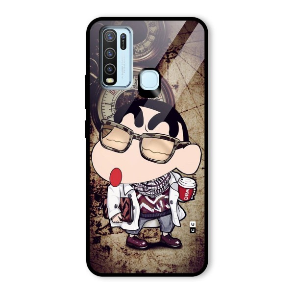 Dope Shinchan Glass Back Case for Vivo Y30