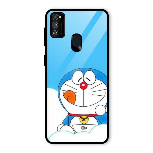 Doremon On Clouds Glass Back Case for Galaxy M21