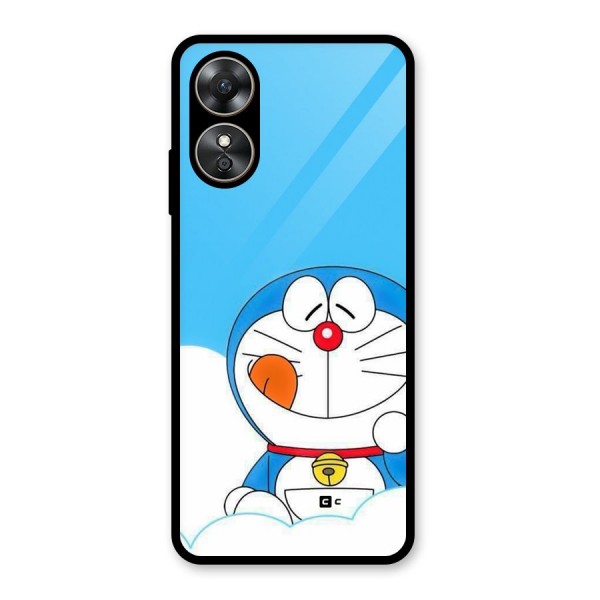 Doremon On Clouds Glass Back Case for Oppo A17