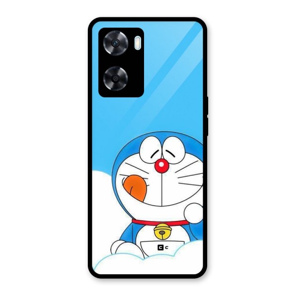 Doremon On Clouds Glass Back Case for Oppo A77s