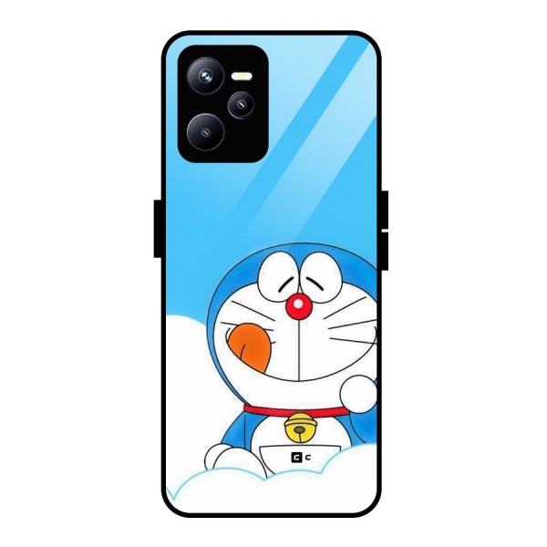 Doremon On Clouds Glass Back Case for Realme C35