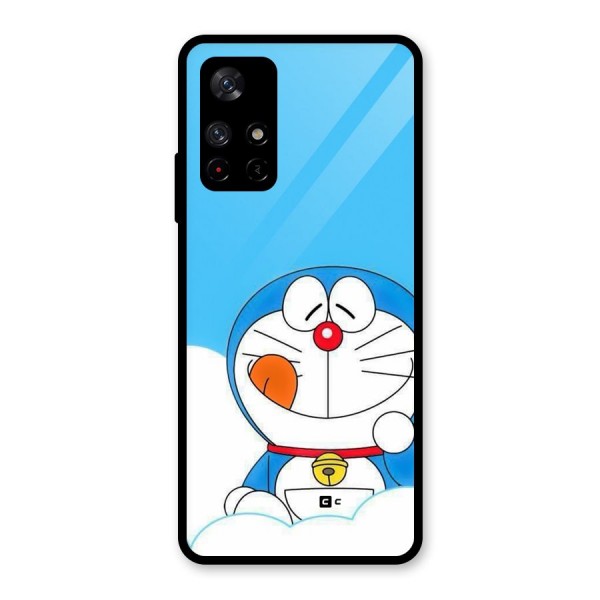 Doremon On Clouds Glass Back Case for Redmi Note 11T 5G