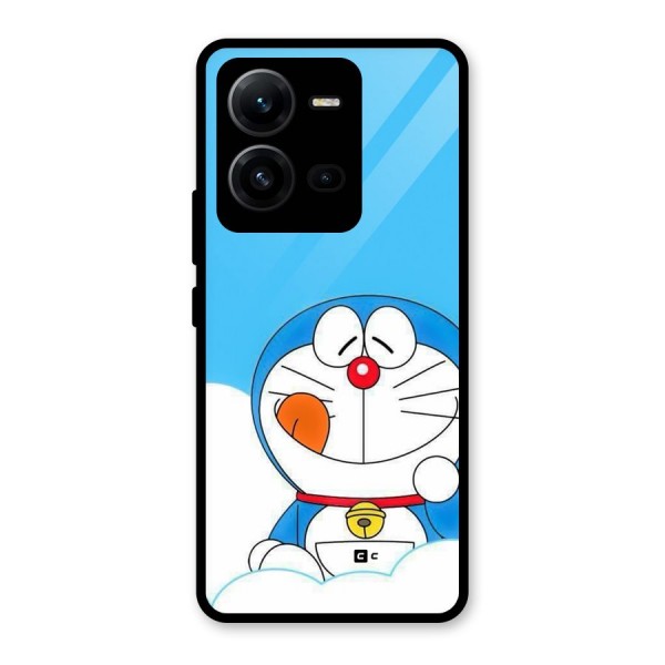 Doremon On Clouds Glass Back Case for Vivo V25