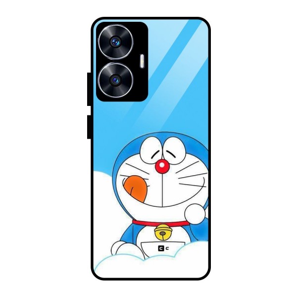 Doremon On Clouds Glass Back Case for realme C55