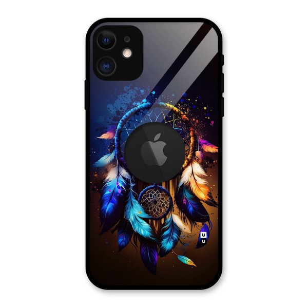 Dream Feather Glass Back Case for iPhone 11 Logo Cut