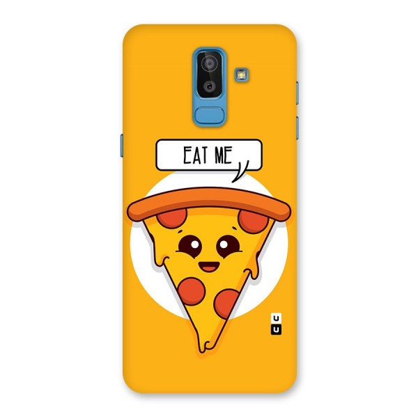 Eat Me Cute Pizza Slice Glass Back Case for Galaxy J8