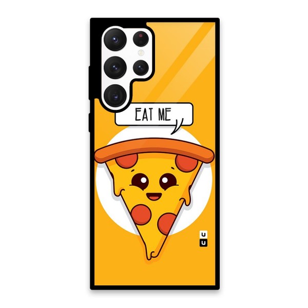 Eat Me Cute Pizza Slice Glass Back Case for Galaxy S22 Ultra 5G