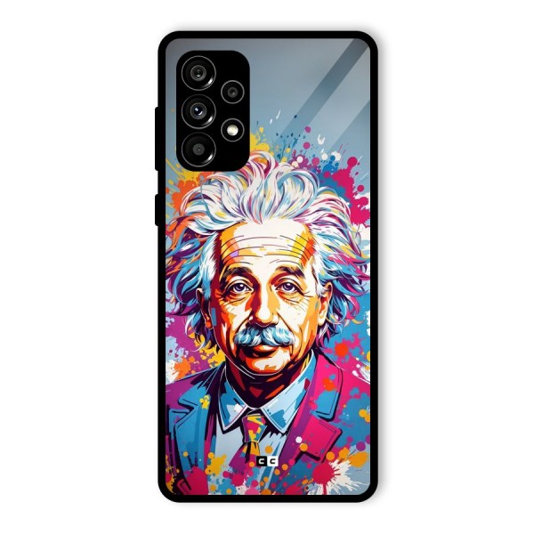 Einstein illustration Glass Back Case for Galaxy A73 5G