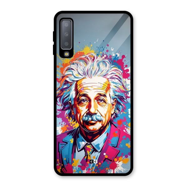 Einstein illustration Glass Back Case for Galaxy A7 (2018)