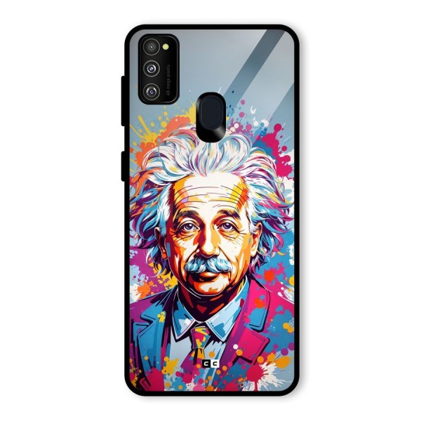 Einstein illustration Glass Back Case for Galaxy M21