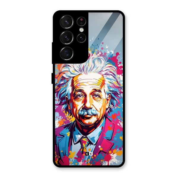 Einstein illustration Glass Back Case for Galaxy S21 Ultra 5G