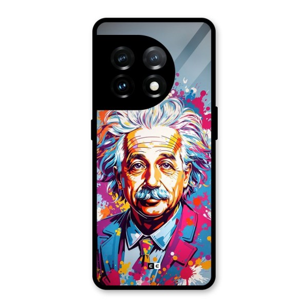 Einstein illustration Glass Back Case for OnePlus 11