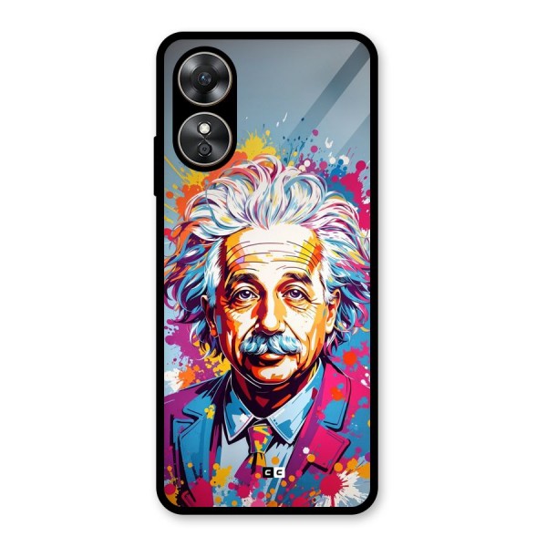 Einstein illustration Glass Back Case for Oppo A17