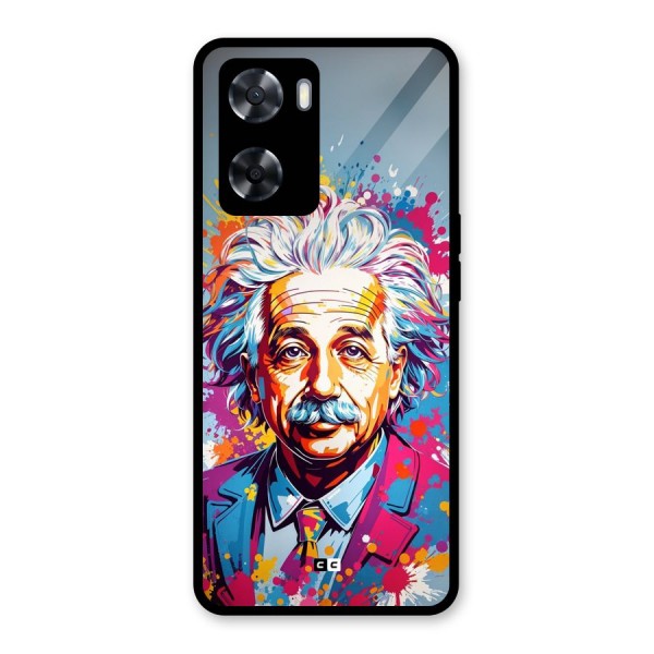 Einstein illustration Glass Back Case for Oppo A57 2022