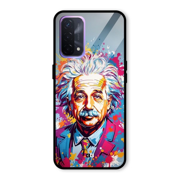 Einstein illustration Glass Back Case for Oppo A74 5G