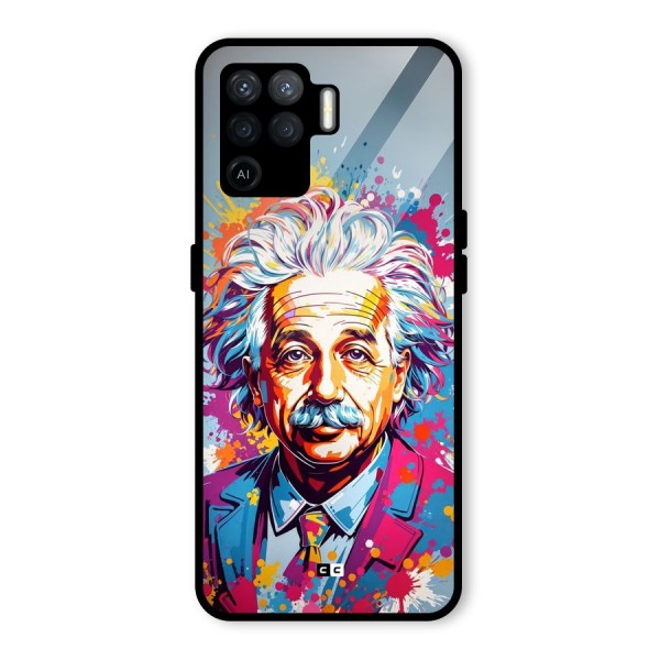 Einstein illustration Glass Back Case for Oppo F19 Pro