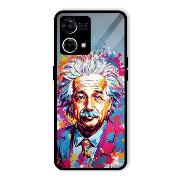 Einstein illustration Glass Back Case for Oppo F21 Pro 4G