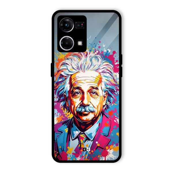 Einstein illustration Glass Back Case for Oppo F21 Pro 5G