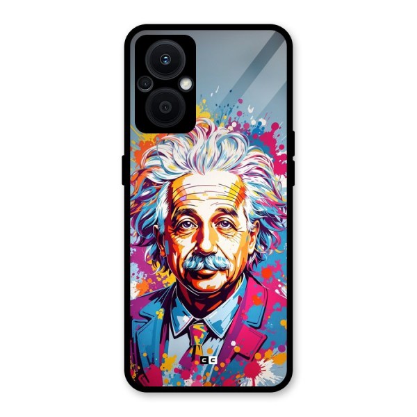 Einstein illustration Glass Back Case for Oppo F21s Pro 5G