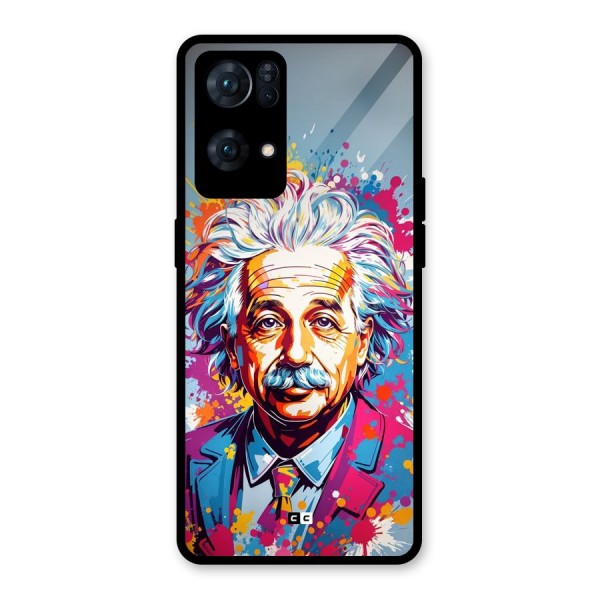 Einstein illustration Glass Back Case for Oppo Reno7 Pro 5G