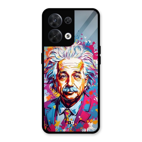 Einstein illustration Glass Back Case for Oppo Reno8 5G