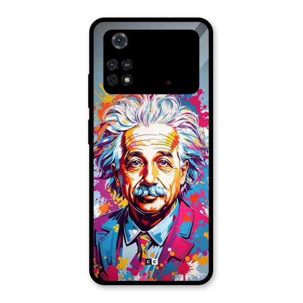 Einstein illustration Glass Back Case for Poco M4 Pro 4G