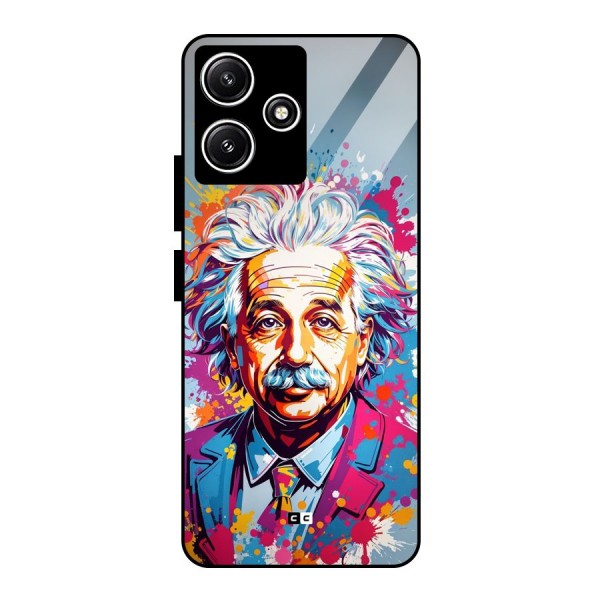 Einstein illustration Glass Back Case for Poco M6 Pro