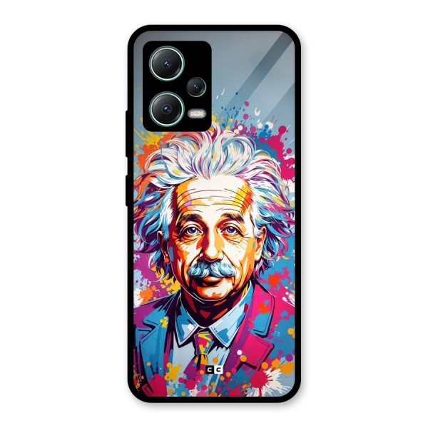 Einstein illustration Glass Back Case for Poco X5